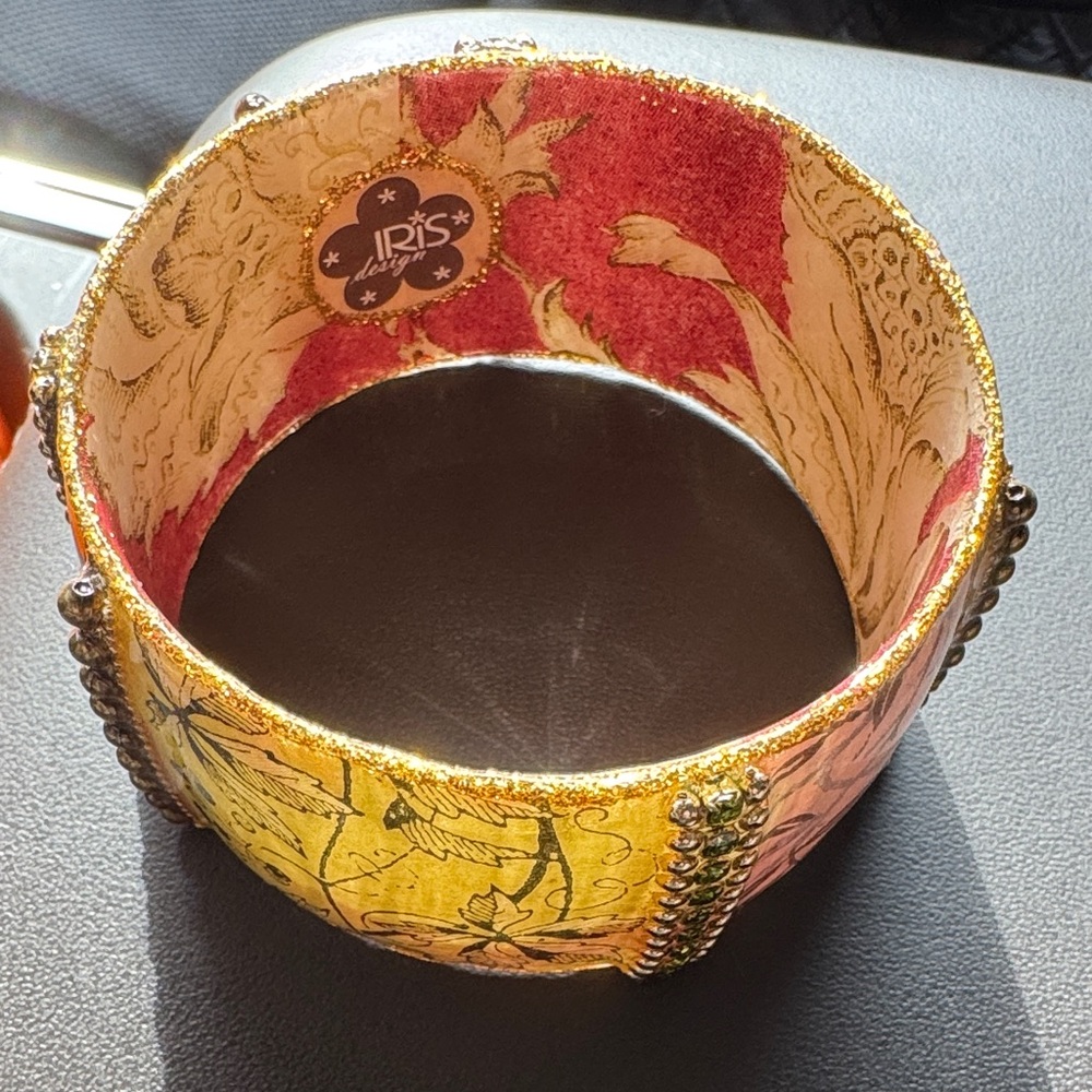 Red and Gold Fabric Cuff Bracelet